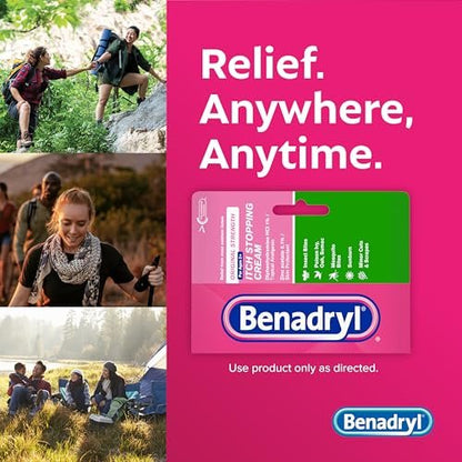Benadryl Original Strength Anti-Juckreiz-Creme, Insektenstich Linderung, Diphenhydramin HCl topisches Analgetikum & Zinkacetat Hautschutz, Ideal für Campingausflüge, 28 g