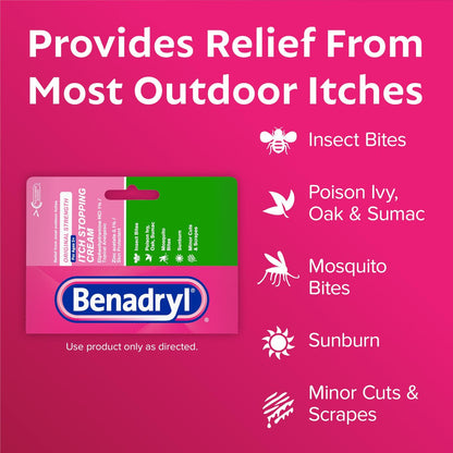 Benadryl Original Strength Anti-Juckreiz-Creme, Insektenstich Linderung, Diphenhydramin HCl topisches Analgetikum & Zinkacetat Hautschutz, Ideal für Campingausflüge, 28 g