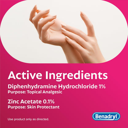 Benadryl Original Strength Anti-Juckreiz-Creme, Insektenstich Linderung, Diphenhydramin HCl topisches Analgetikum & Zinkacetat Hautschutz, Ideal für Campingausflüge, 28 g