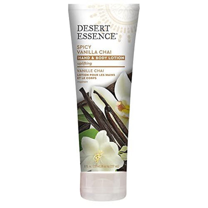 Desert Essence Spicy Vanilla Chai Hand & Body Lotion – Belebend, pflegend, 8 Fl Oz