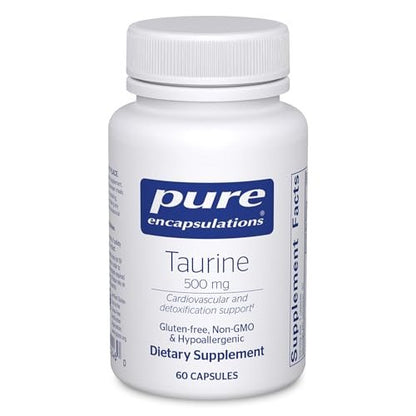 Pure Encapsulations Taurin 500 mg – Aminosäure-Supplement für Leber-, Augen-, Herz-, Gehirn- und Muskelgesundheit, Antioxidantien* | 60 Kapseln