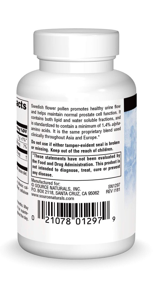 Source Naturals Schwedischer Blütenpollen – Unterstützt die Prostatafunktion und einen gesunden Urinfluss* – 90 Tabletten