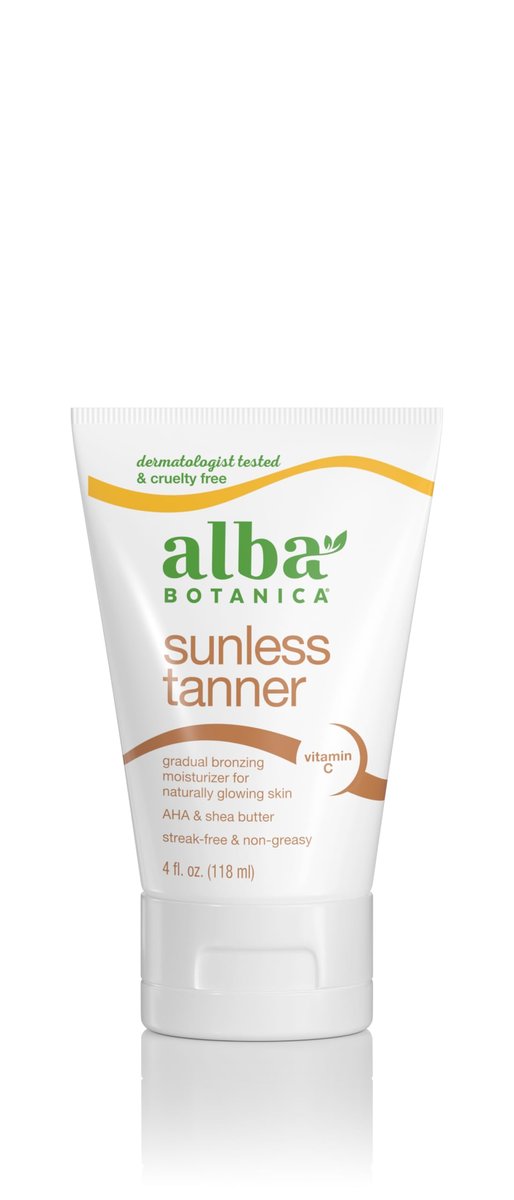 Alba Botanica Sunless Tanner – Sanfte Bräunungslotion mit Vitamin C und Sheabutter, 118 ml