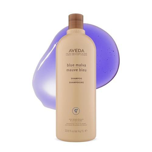 Aveda Blue Malva Shampoo | Lila Shampoo für graues und blondes Haar | Neutralisiert Gelbstich und messingfarbene Töne | Mit Blauer Malve und Sonnenhut | 95 % natürlichen Ursprungs* | Liter Größe | 33,8 Fl Oz