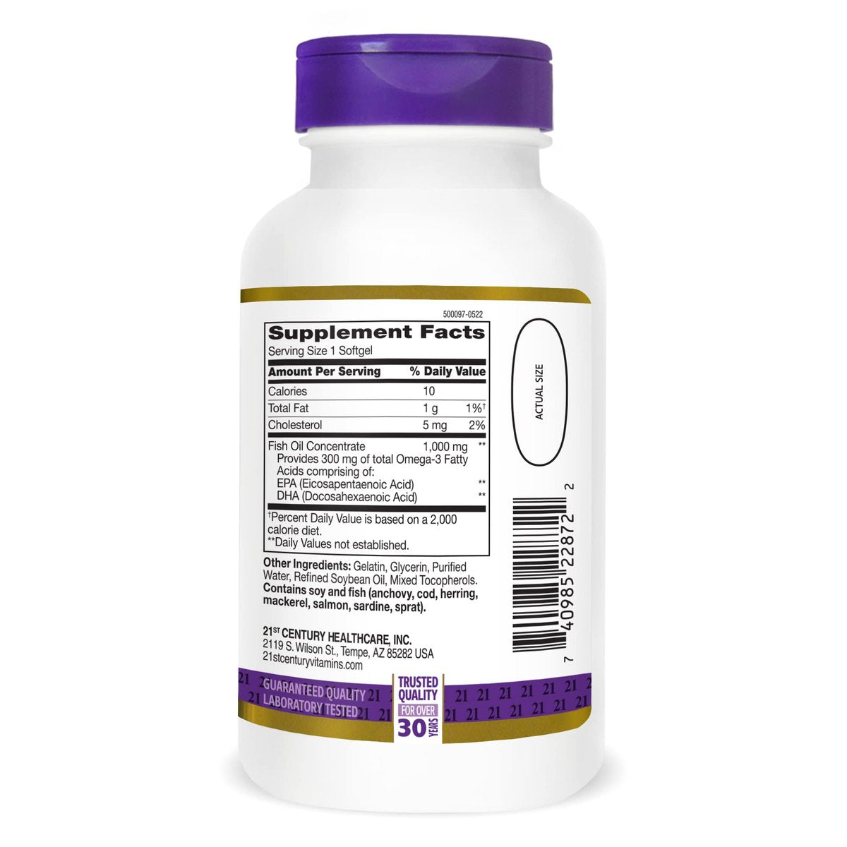 21st Century Fish Oil 1000 mg Softgels, 120 Stück - hochwertiges Omega-3 Nahrungsergänzungsmittel