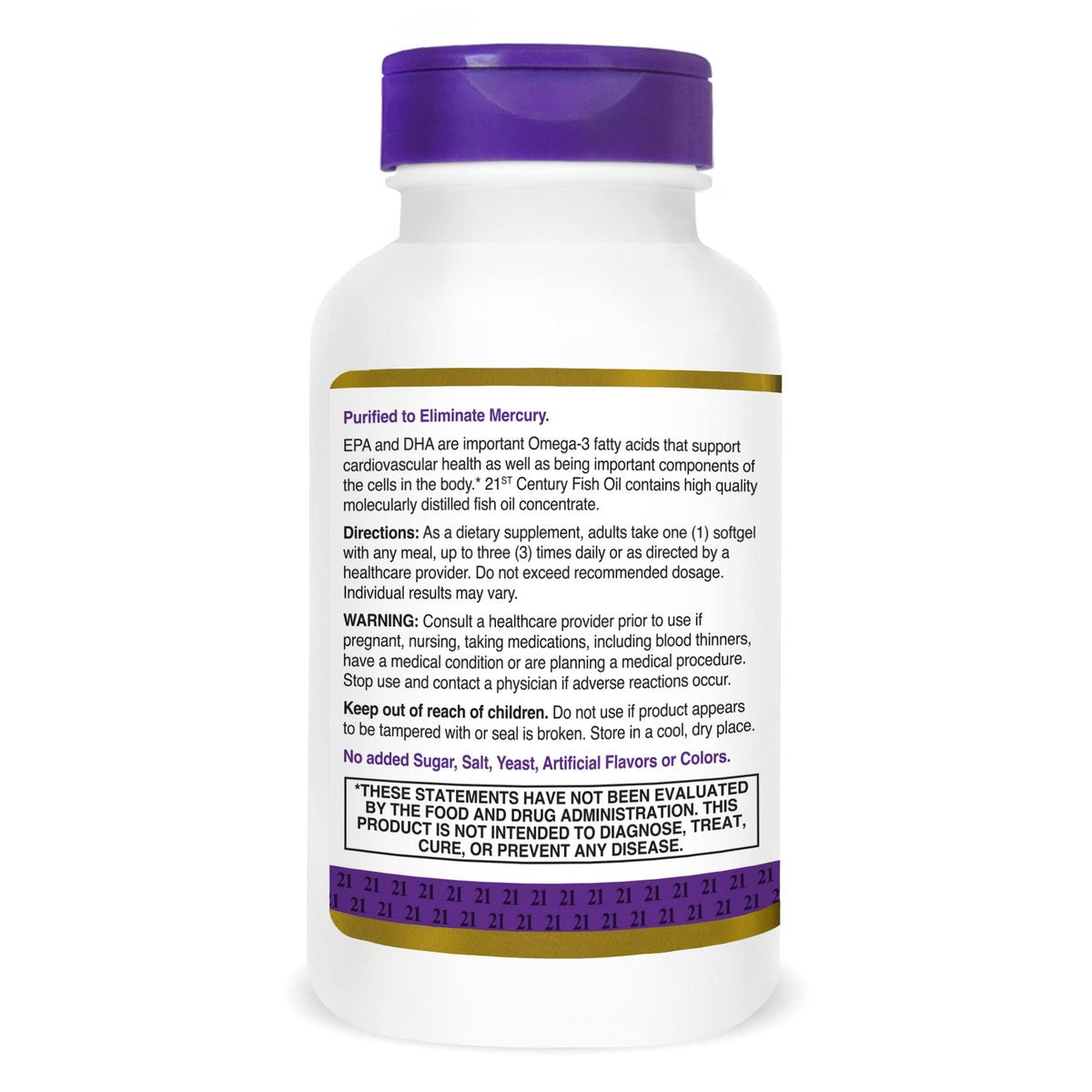 21st Century Fish Oil 1000 mg Softgels, 120 Stück - hochwertiges Omega-3 Nahrungsergänzungsmittel