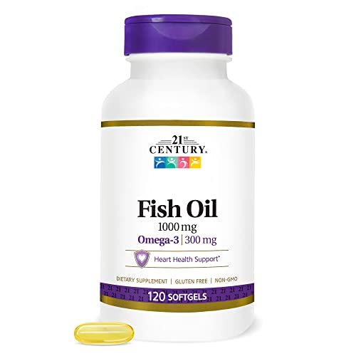21st Century Fish Oil 1000 mg Softgels, 120 Stück - hochwertiges Omega-3 Nahrungsergänzungsmittel