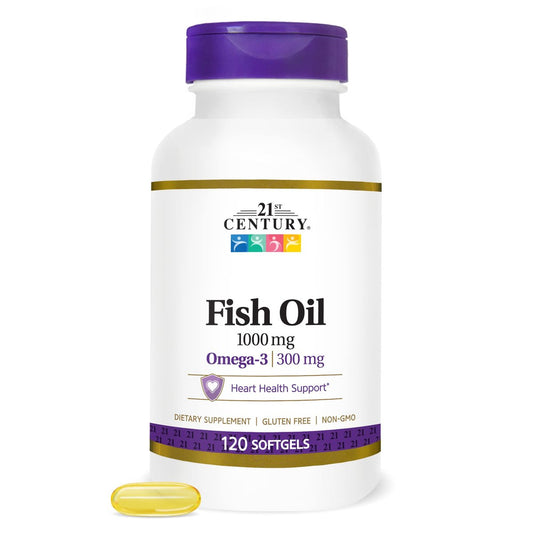 21st Century Fish Oil 1000 mg Softgels, 120 Stück - hochwertiges Omega-3 Nahrungsergänzungsmittel