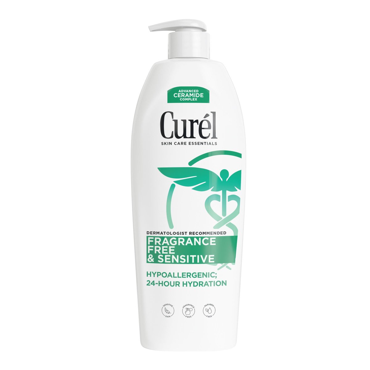 Curel Fragrance Free Comforting Body Lotion, Unscented Feuchtigkeitsspender für trockene Haut und empfindliche Haut, mit Advanced Ceramide Complex, repariert die Feuchtigkeitsbarriere, 591 ml