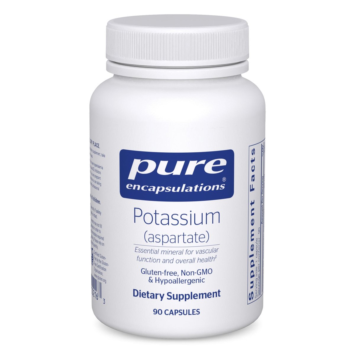 Pure Encapsulations Kalium (Aspartat) | Hypoallergenes Nahrungsergänzungsmittel zur Unterstützung von Nerven, Muskeln, Durchblutung und Herz-Kreislauf-Gesundheit | 90 Kapseln