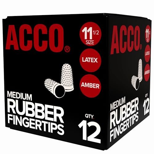 ACCO Gummifingerspitzen, Größe 11,5 (klein/mittel), 5/8 Zoll Basisdurchmesser, genoppt für besseren Halt, 12 Stück Box (S7054035)