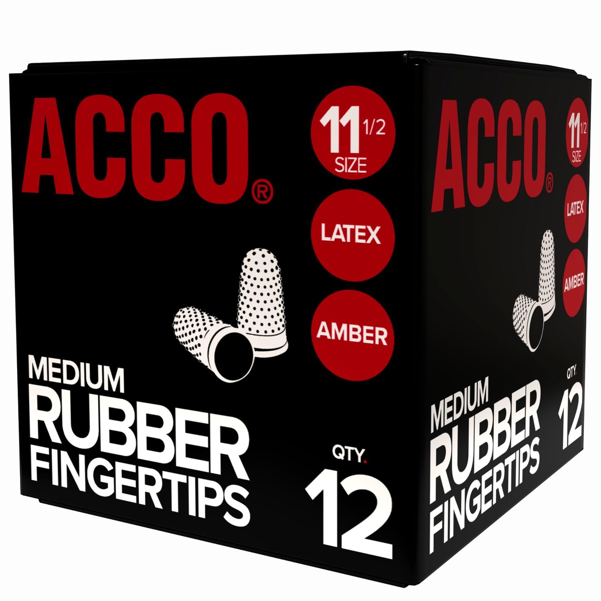 ACCO Gummifingerspitzen, Größe 11,5 (klein/mittel), 5/8 Zoll Basisdurchmesser, genoppt für besseren Halt, 12 Stück Box (S7054035)