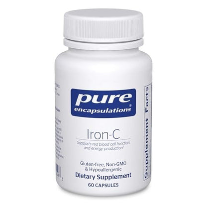 Pure Encapsulations Eisen-C - 15 mg Eisen + 175 mg Vitamin C - Unterstützt die roten Blutkörperchen* - Energieproduktion - Hoch bioverfügbares Eisen - für Frauen & Männer - glutenfrei & vegan - 60 Kapseln