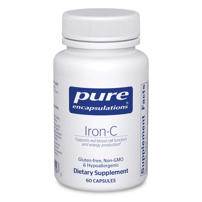 Pure Encapsulations Eisen-C - 15 mg Eisen + 175 mg Vitamin C - Unterstützt die roten Blutkörperchen* - Energieproduktion - Hoch bioverfügbares Eisen - für Frauen & Männer - glutenfrei & vegan - 60 Kapseln