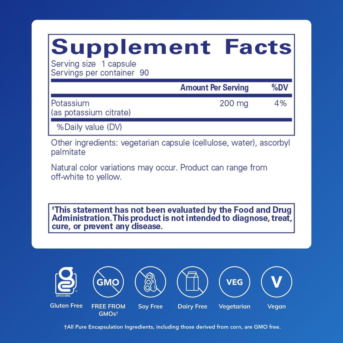 Pure Encapsulations Kalium (Citrat) – Essentielles Elektrolyt-Supplement zur Unterstützung der Nerven- und Muskelfunktion, Nebennieren, Hormone, Herzgesundheit und Energie* – 90 Kapseln