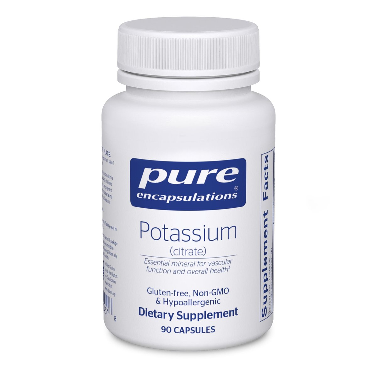 Pure Encapsulations Kalium (Citrat) – Essentielles Elektrolyt-Supplement zur Unterstützung der Nerven- und Muskelfunktion, Nebennieren, Hormone, Herzgesundheit und Energie* – 90 Kapseln