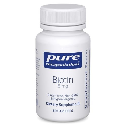 Pure Encapsulations Biotin 8 mg – B-Vitamin zur Unterstützung von Stressabbau, Haar, Haut & Nägeln, Stoffwechsel, Kohlenhydratverwertung & Nervensystem – 60 Kapseln