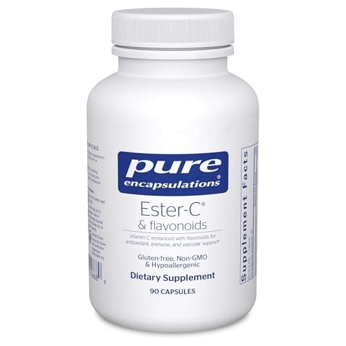 Pure Encapsulations Ester-C & Flavonoide – Vitamin-C-Präparat für Antioxidantien, Immun- & Gefäßunterstützung* mit Calcium & Rutin – Magenschonend – Vegan & Nicht-GVO – 90 Kapseln