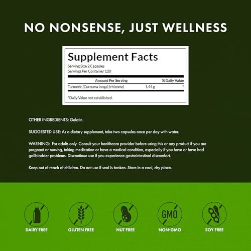 Swanson Full Spectrum Kurkuma Curcumin – 240 vegane Kapseln für Gelenke, Leber und Verdauung – Nicht-GVO, glutenfrei
