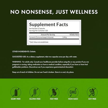 Swanson Full Spectrum Kurkuma Curcumin – 240 vegane Kapseln für Gelenke, Leber und Verdauung – Nicht-GVO, glutenfrei