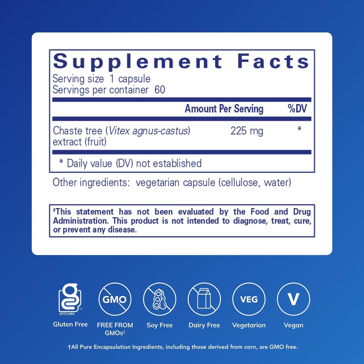 Pure Encapsulations Mönchspfeffer (Vitex) – Unterstützt den Menstruationszyklus & Brustkomfort – Hormonbalance für Frauen – Non-GMO & vegan – 60 Kapseln