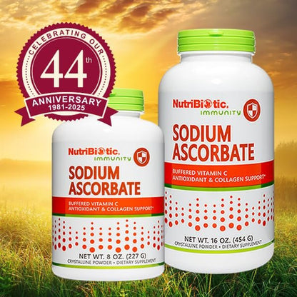 NutriBiotic Natriumascorbat gepufferte Vitamin C Pulver, 227 g | Vegan, nicht säurehaltig & leichter verdaulich als Ascorbinsäure | Essentielle Immununterstützung & Antioxidans | Gluten- & GVO-frei