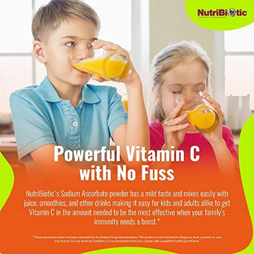 NutriBiotic Natriumascorbat gepufferte Vitamin C Pulver, 227 g | Vegan, nicht säurehaltig & leichter verdaulich als Ascorbinsäure | Essentielle Immununterstützung & Antioxidans | Gluten- & GVO-frei
