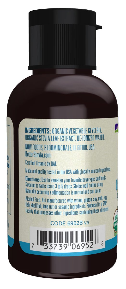 NOW Foods Better Stevia Liquid Glycerite – Kalorienfreier Flüssigsüßstoff, zertifiziert nicht genetisch verändert, 59 ml
