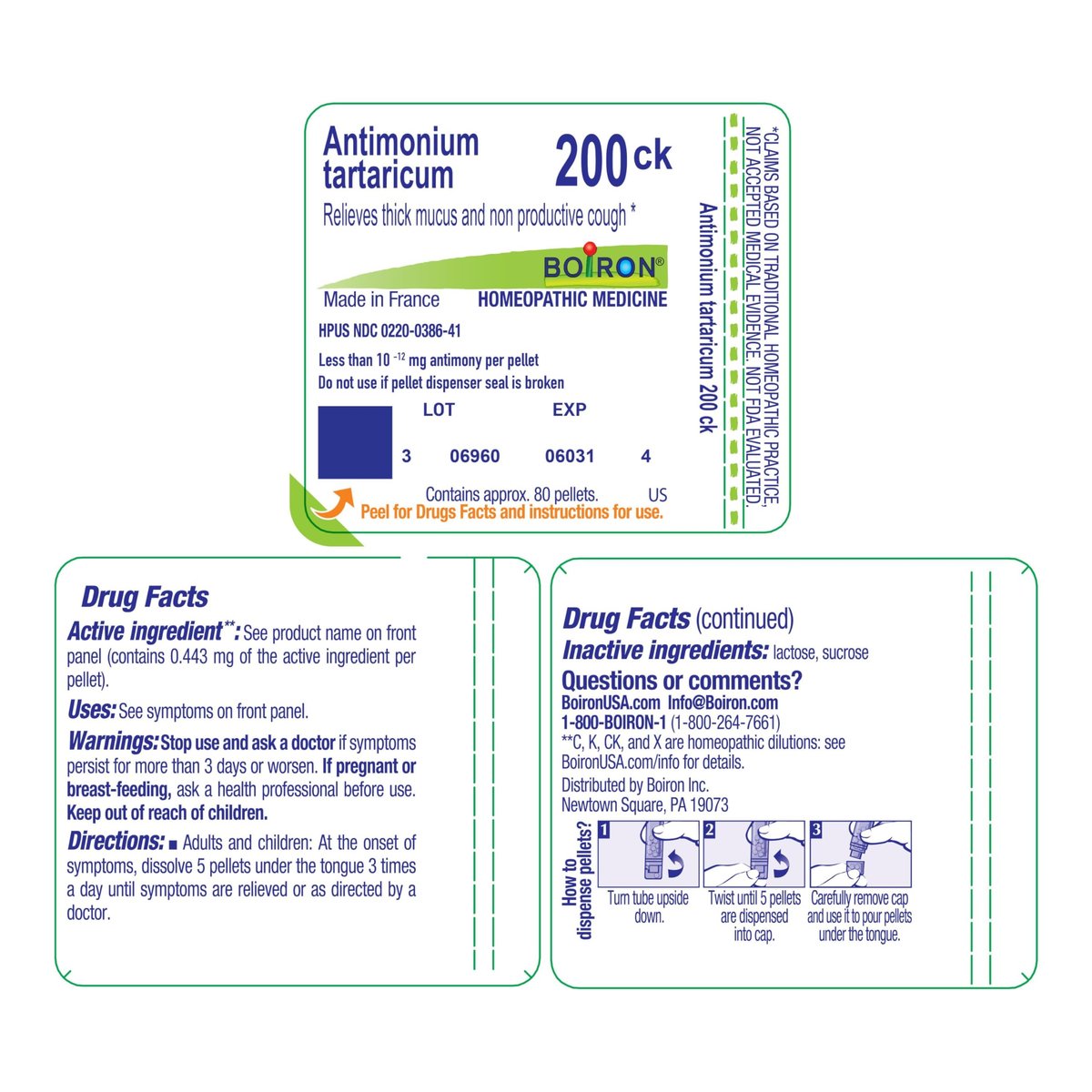 Boiron Antimonium Tartaricum 200Ck Homöopathisches Mittel gegen Husten – 80 Kügelchen