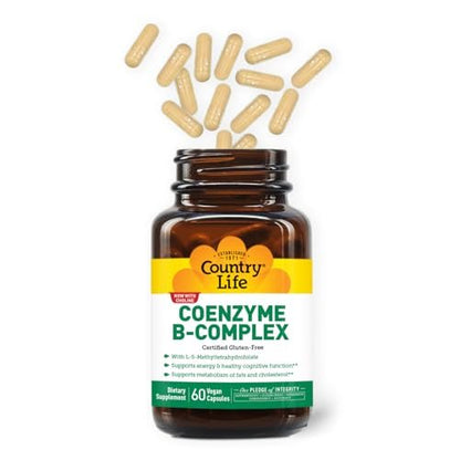 Country Life Coenzym-B-Komplex, 60 Kapseln – Unterstützt Energie & Stoffwechsel, Stimmung & Kognitive Funktion – Vegan, Glutenfrei, Bioverfügbare B-Vitamine mit Cholin