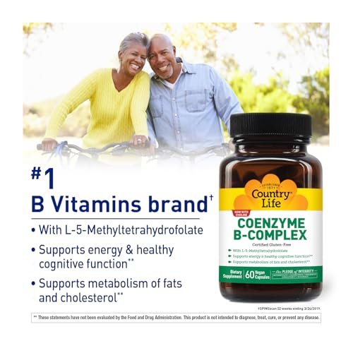 Country Life Coenzym-B-Komplex, 60 Kapseln – Unterstützt Energie & Stoffwechsel, Stimmung & Kognitive Funktion – Vegan, Glutenfrei, Bioverfügbare B-Vitamine mit Cholin