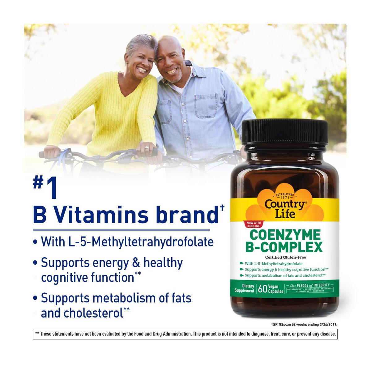 Country Life Coenzym-B-Komplex, 60 Kapseln – Unterstützt Energie & Stoffwechsel, Stimmung & Kognitive Funktion – Vegan, Glutenfrei, Bioverfügbare B-Vitamine mit Cholin