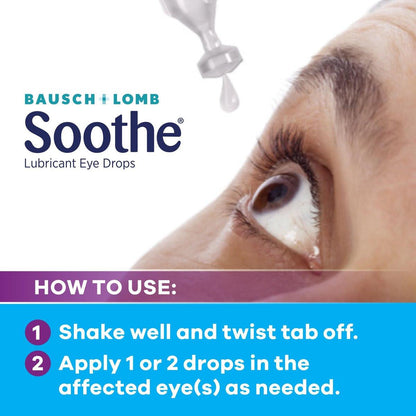 Soothe Konservierungsmittelfreie Augentropfen – Befeuchtende Tropfen für schnelle Linderung bei trockenen Augen, geeignet für empfindliche Augen und LASIK-Trockenheit, Einzeldosis-Vials, 30 Stück