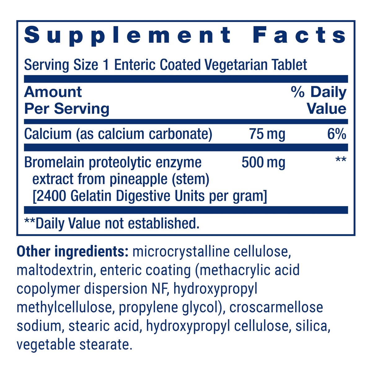 Life Extension Speziell beschichtetes Bromelain – Ananas-Extrakt für Gelenkkomfort, 500 mg, 60 magensaftresistente Tabletten, vegetarisch, glutenfrei, nicht-GVO