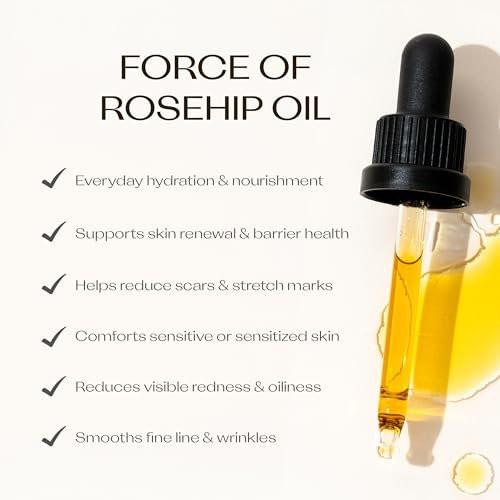 Trilogy Zertifiziertes Bio-Rosenöl – Kaltgepresstes Rosenkernöl für Narben, Dehnungsstreifen, feine Linien und Falten – mit Omega 3, 6 und 9 für alle Hauttypen, USDA-zertifiziert, 43 ml