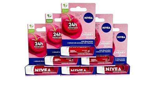 NIVEA A Kiss of Cherry Getönter Lippenbalsam mit Geschmack SPF 10 - 0,17 Unzen (Pack mit 6)