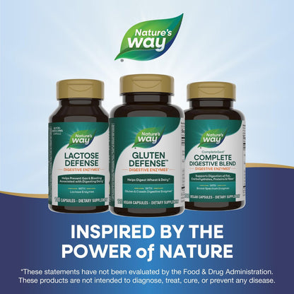Nature's Way Gluten Defense Verdauungsenzyme – Hilft bei der Verdauung von Weizen & Milchprodukten(1), Gluten- & Casein-Verdauungsenzyme*, 120 vegane Kapseln (Verpackung kann variieren)