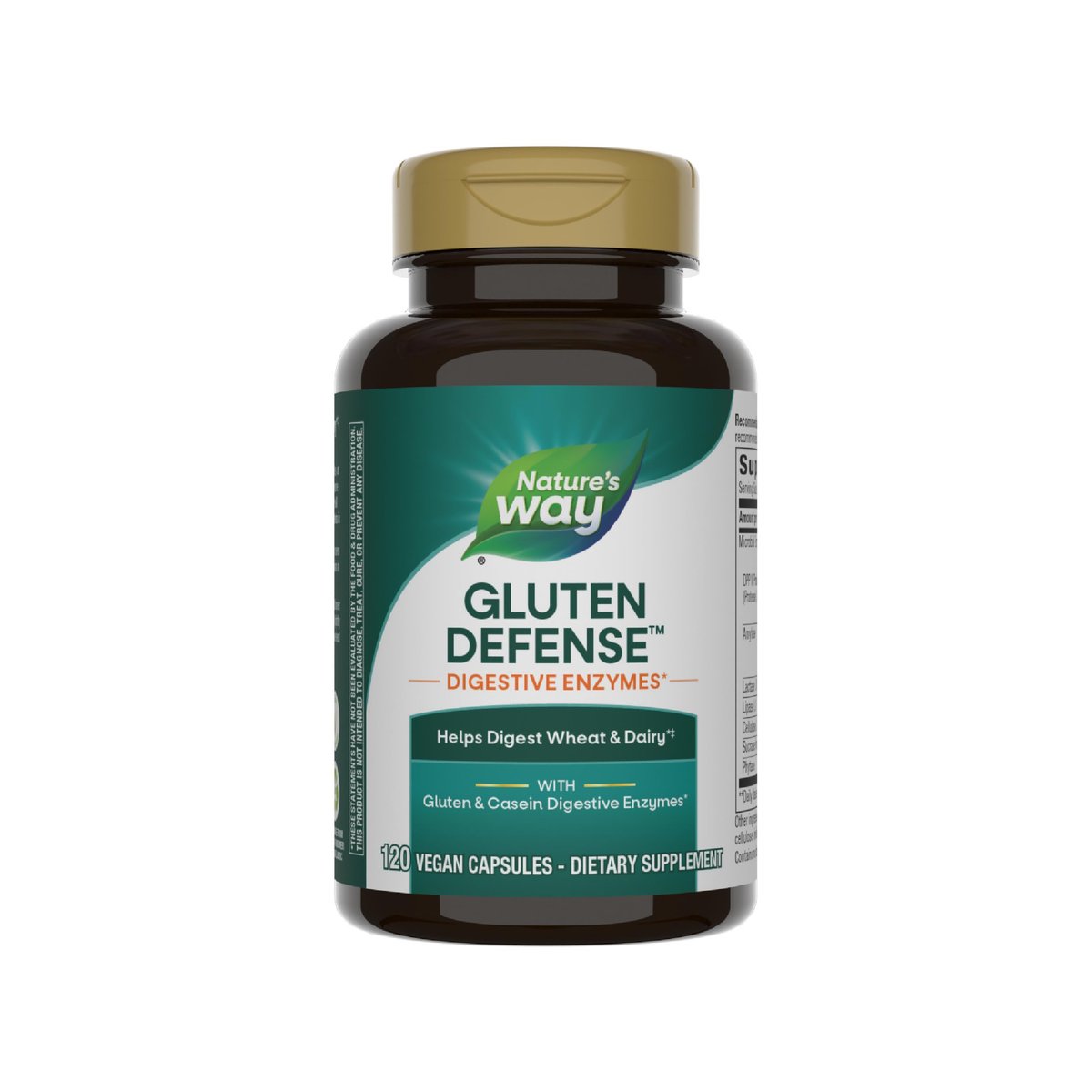Nature's Way Gluten Defense Verdauungsenzyme – Hilft bei der Verdauung von Weizen & Milchprodukten(1), Gluten- & Casein-Verdauungsenzyme*, 120 vegane Kapseln (Verpackung kann variieren)