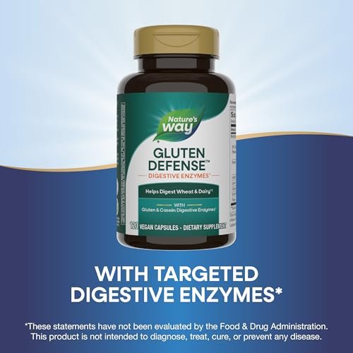 Nature's Way Gluten Defense Verdauungsenzyme – Hilft bei der Verdauung von Weizen & Milchprodukten(1), Gluten- & Casein-Verdauungsenzyme*, 120 vegane Kapseln (Verpackung kann variieren)