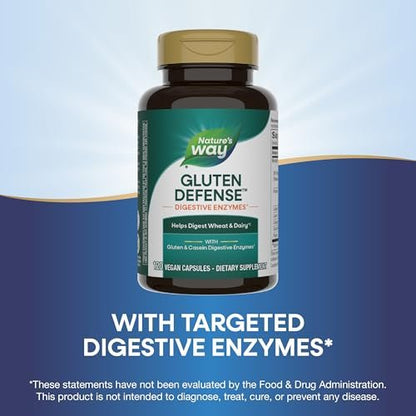 Nature's Way Gluten Defense Verdauungsenzyme – Hilft bei der Verdauung von Weizen & Milchprodukten(1), Gluten- & Casein-Verdauungsenzyme*, 120 vegane Kapseln (Verpackung kann variieren)
