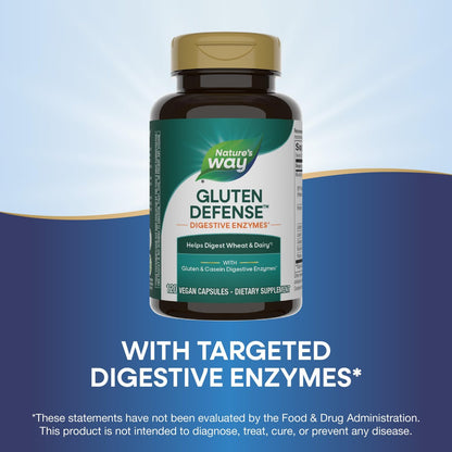 Nature's Way Gluten Defense Verdauungsenzyme – Hilft bei der Verdauung von Weizen & Milchprodukten(1), Gluten- & Casein-Verdauungsenzyme*, 120 vegane Kapseln (Verpackung kann variieren)