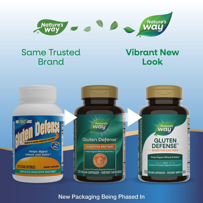 Nature's Way Gluten Defense Verdauungsenzyme – Hilft bei der Verdauung von Weizen & Milchprodukten(1), Gluten- & Casein-Verdauungsenzyme*, 120 vegane Kapseln (Verpackung kann variieren)