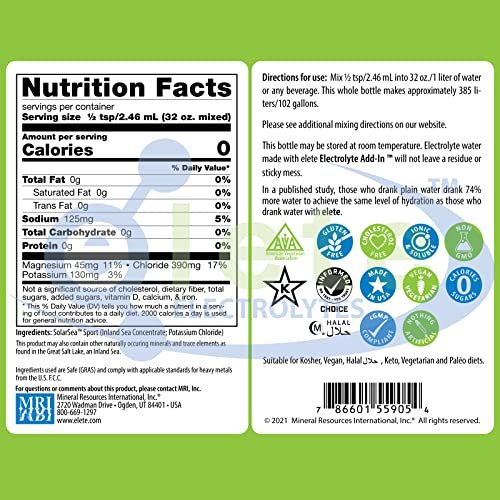 elete – Elektrolyt-Add-In – 1 Pocket Bottle – 4 Essentielle Elektrolyte Konzentrat – Natürlich – Verwandelt jedes Getränk in ein Sportgetränk – 24,6 ml