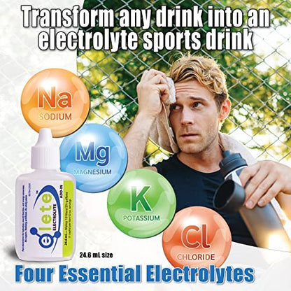 elete – Elektrolyt-Add-In – 1 Pocket Bottle – 4 Essentielle Elektrolyte Konzentrat – Natürlich – Verwandelt jedes Getränk in ein Sportgetränk – 24,6 ml