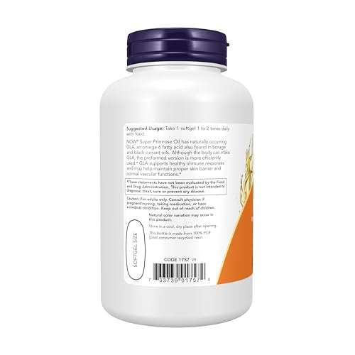 NOW Foods Super Primrose 1300 mg mit natürlicher GLA (Gamma-Linolensäure), 120 Softgels