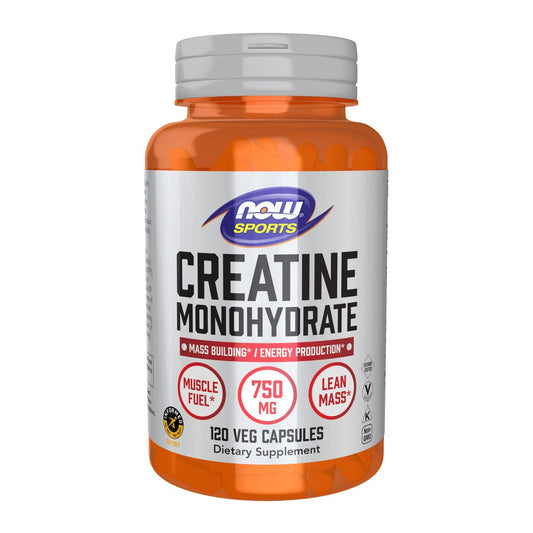 NOW Foods Sportnahrung, Kreatin Monohydrat 750 mg, Muskelaufbau*/Energieproduktion*, 120 vegane Kapseln