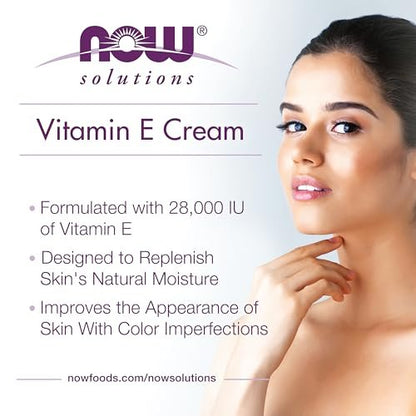 NOW Foods Solutions Vitamin E Creme 28.000 IE – Intensive Feuchtigkeit, konzentriertes Vitamin E, 118 ml
