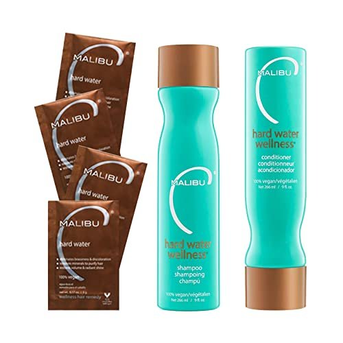 Malibu C Hard Water Wellness Remedy Set – Shampoo, Conditioner & Haarmaske für hartes Wasser (6 Beutel)