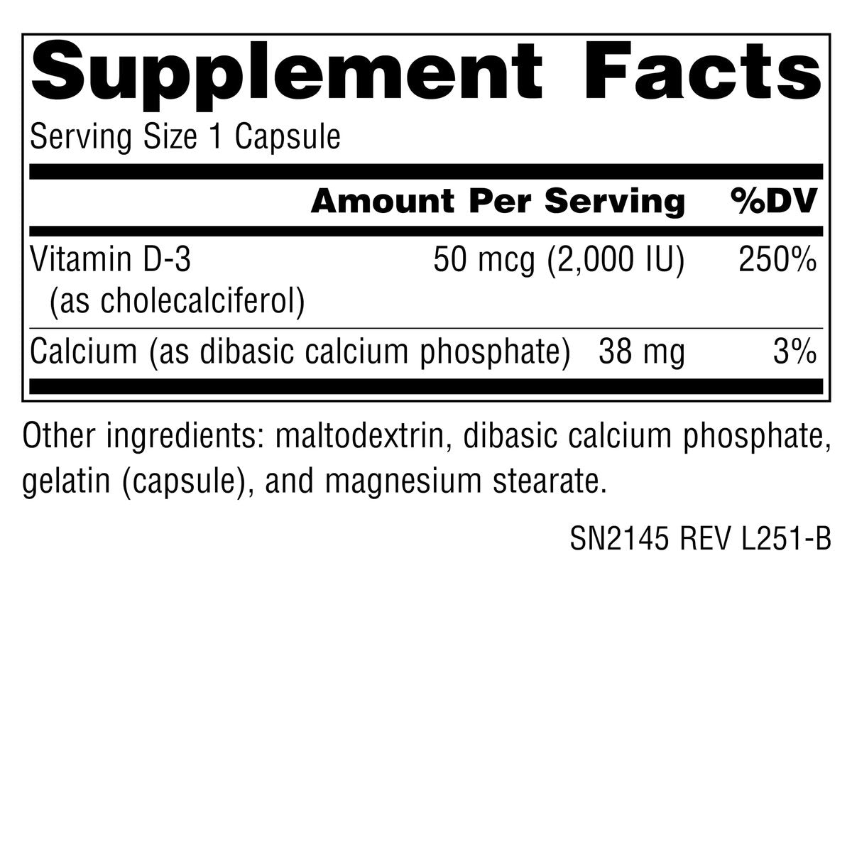 Source Naturals Vitamin D-3, bioaktive Form für Knochen- und Immununterstützung*, 50 mcg (2000 IE) - 200 Kapseln