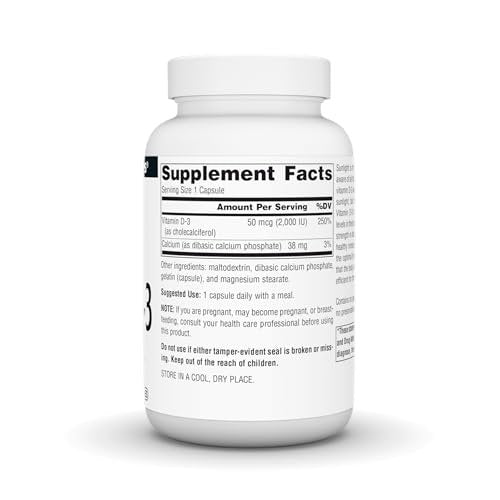 Source Naturals Vitamin D-3, bioaktive Form für Knochen- und Immununterstützung*, 50 mcg (2000 IE) - 200 Kapseln